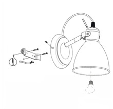 Instrucțiuni de montaj pentru o lampă de perete cu material de montaj și bec