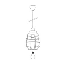 Lampa suspendată cu abajur tip cușcă și bec