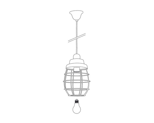 Lampa suspendată cu abajur tip cușcă și bec