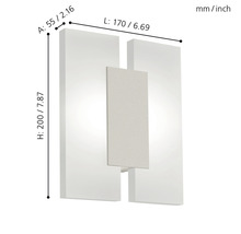 Dimensiunile imaginii acustice: înălțime 200 mm, lățime 170 mm, adâncime 55 mm