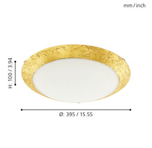 Lumină de plafon rotundă cu ramă aurie