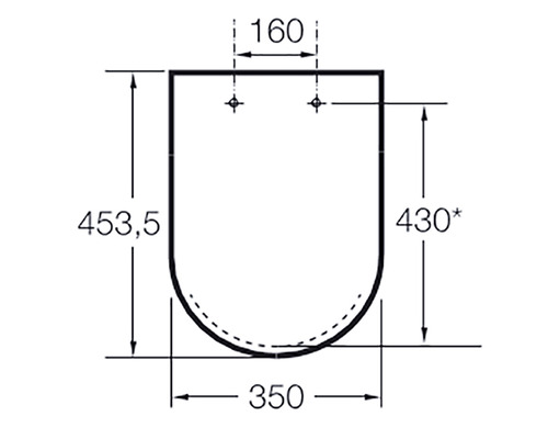 Desen tehnic al unui capac de toaletă cu dimensiuni