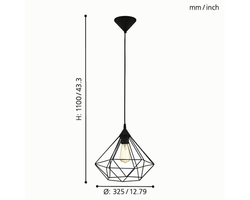 Lumină suspendată cu abajur geometric și dimensiuni