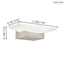 Dimensiunile unei lămpi de perete de formă dreptunghiulară