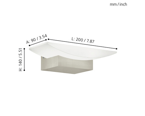 Dimensiunile unei lămpi de perete de formă dreptunghiulară