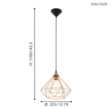 Lumină suspendată cu abajur geometric și dimensiuni