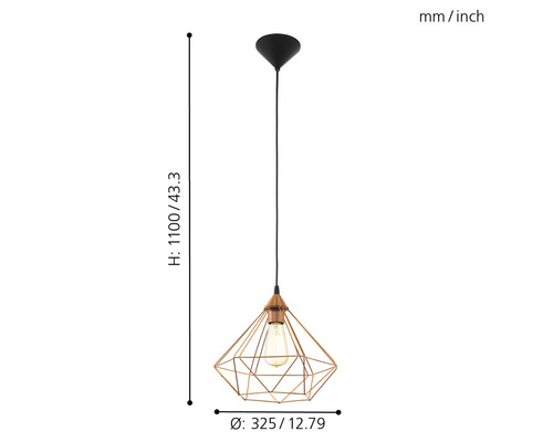 Lumină suspendată cu abajur geometric și dimensiuni