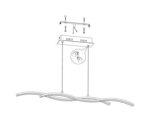 Imagine a unei lămpi suspendate cu LED și a materialelor de fixare