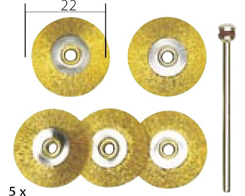 Set de cinci perii de sârmă din alamă de 22 milimetri pentru utilizarea cu scule