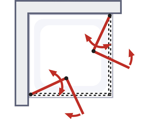 Ilustrație a unei deschideri reglabile a ferestrei cu săgeți roșii care indică mișcarea