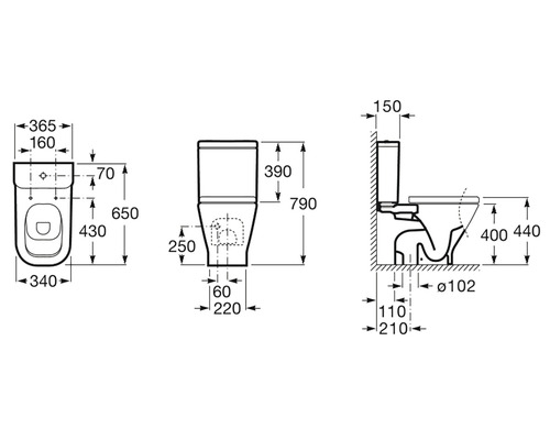 Desen tehnic al unui WC stativ cu dimensiuni