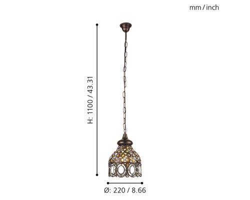 Lampa suspendată cu lanț și decorațiuni