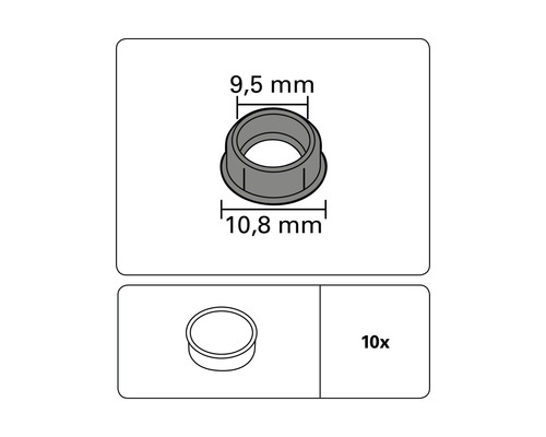 Imaginea unei bucșe cu dimensiunile de 9,5 mm și 10,8 mm, 10 bucăți