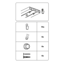 Set accesorii șină perdea 250 cm