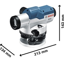 Logo Bosch GOL 20 G Professional instrument de nivelment cu dimensiunile 213 mm lungime, 134 mm lățime și 143 mm înălțime