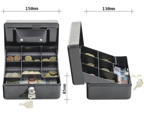 Caseta de numerar deschisă cu monede și bancnote