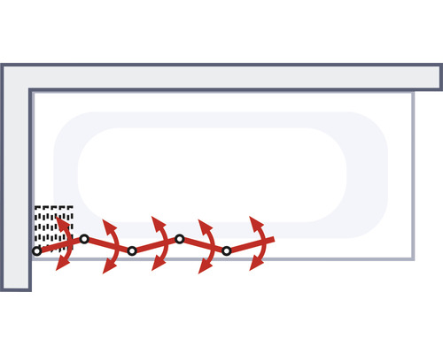 Ilustrație a unei căzi cu sistem de protecție la preaplin