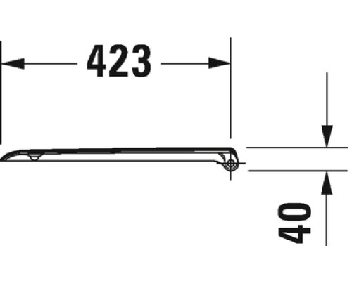 Desen tehnic al unui capac de toaletă cu dimensiunile de 423 pe 40 milimetri