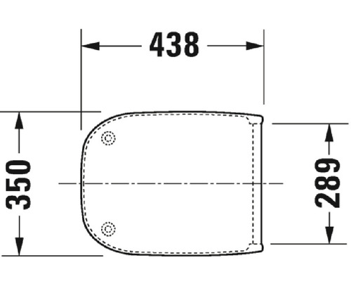 Desen tehnic al unui capac de toaletă cu dimensiuni.