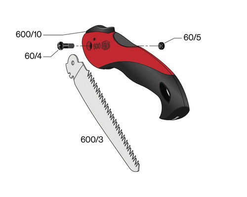 Fierăstrău pliabil cu șuruburi, lamă și mâner