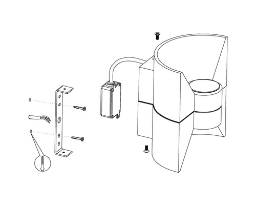 Instrucțiuni de montaj pentru o lampă de perete cu accesorii