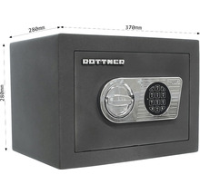 Seif Rottner cu blocare electronică cu cifru, dimensiuni 370 x 280 x 280 milimetri