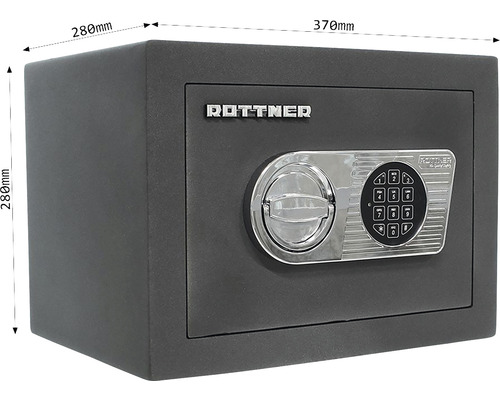 Seif Rottner cu blocare electronică cu cifru, dimensiuni 370 x 280 x 280 milimetri