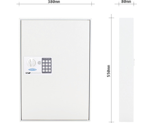 Dulap pentru chei cu dimensiunile de 380 pe 550 pe 80 milimetri