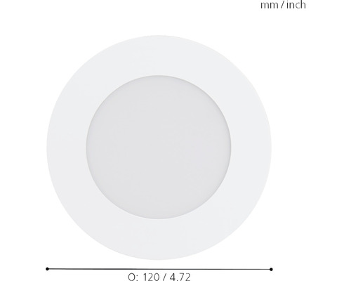 Spot încastrat rotund cu diametrul de 120 milimetri.
