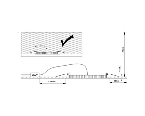 Diagramă de instalare pentru o lampă cu dimensiuni