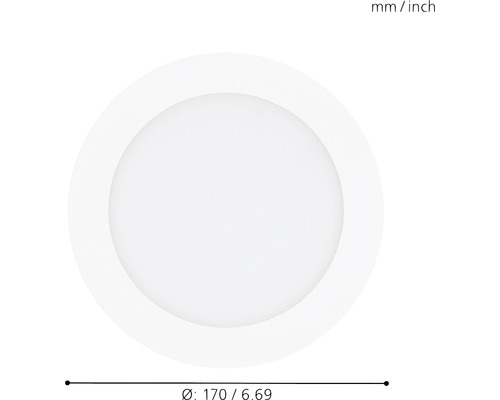 Spot încastrat rotund cu diametrul de 170 milimetri