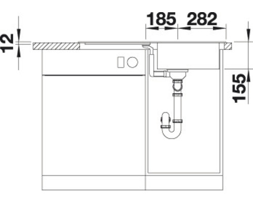 Desenul unui dulap de chiuvetă cu dimensiuni