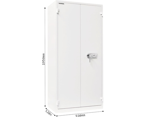 Seif alb cu încuietoare și cheie, dimensiuni 1950 x 930 x 520 mm