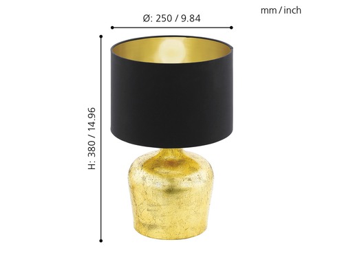 Lampă de masă cu abajur și bază aurie