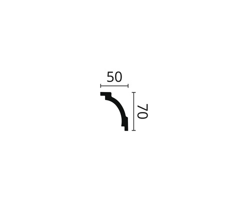Desen schematic al unei plinte decorative cu dimensiunile de 50 pe 70 milimetri