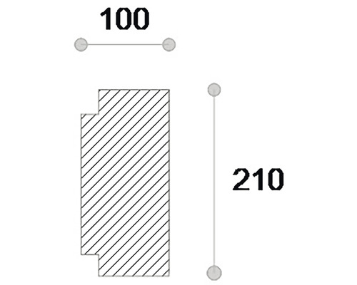 Desen tehnic al unei piese de lucru cu dimensiunile 100 și 210.