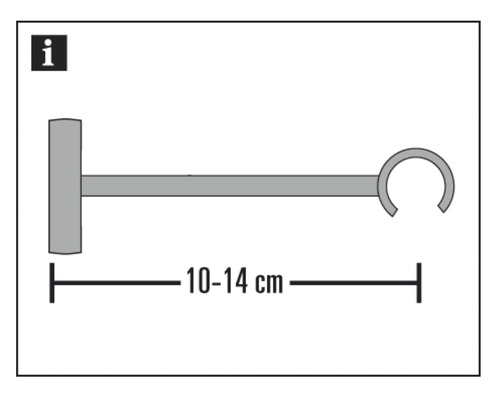 Instrucțiuni de instalare pentru un suport de prosop cu dimensiuni de 10 până la 14 centimetri.