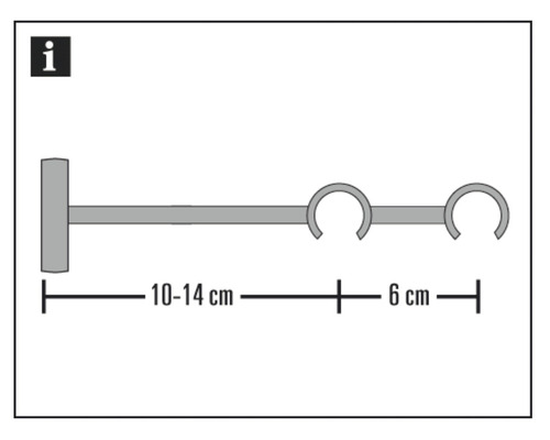 Ilustrație a unui suport cu dimensiuni de 10 până la 14 cm și 6 cm