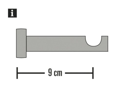 Suport tijă cortină vedere laterală cu dimensiunea de nouă centimetri