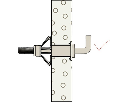 Ilustrație a unui diblu cu șurub pe un perete