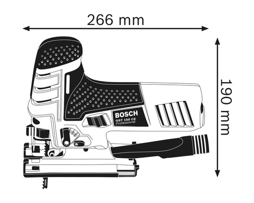 Imagine cu ferăstrăul vertical cu dimensiunile de 266 mm lățime și 190 mm înălțime