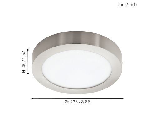 Plafonieră rotundă din metal, diametru 225 milimetri, înălțime 40 milimetri