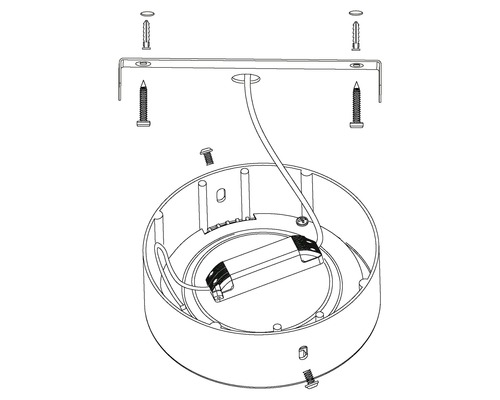 Reprezentare a montajului lămpii cu șuruburi și dibluri