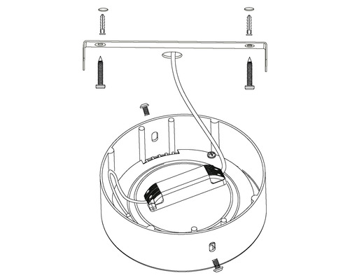 Montarea unei lămpi cu șuruburi, dibluri și borne de conectare.