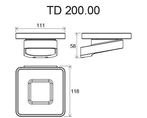 Desen tehnic al unei vane de colț cu dimensiuni