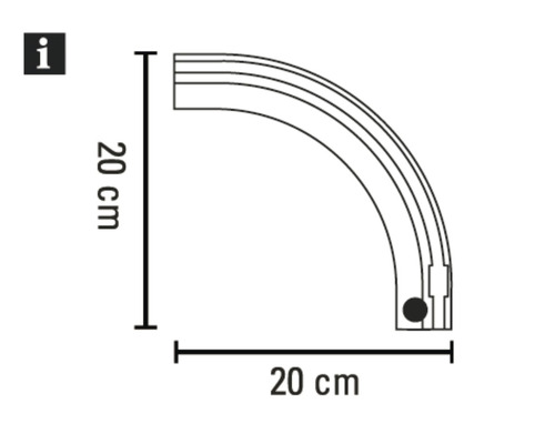 Imagine cu o etanșare de duș sfert de cerc cu dimensiunile de 20 pe 20 de centimetri.