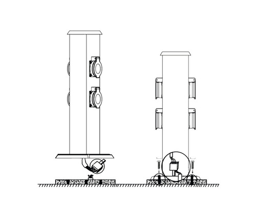 Ilustrație a unei stații de încărcare cu instrucțiuni de asamblare