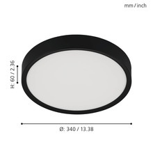 Plafonieră rotundă cu dimensiunile de 340 pe 60 milimetri