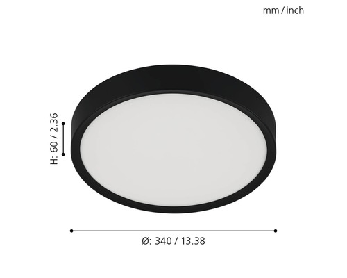 Plafonieră rotundă cu dimensiunile de 340 pe 60 milimetri