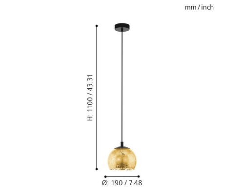 Lampa suspendată cu formă rotundă și dimensiuni